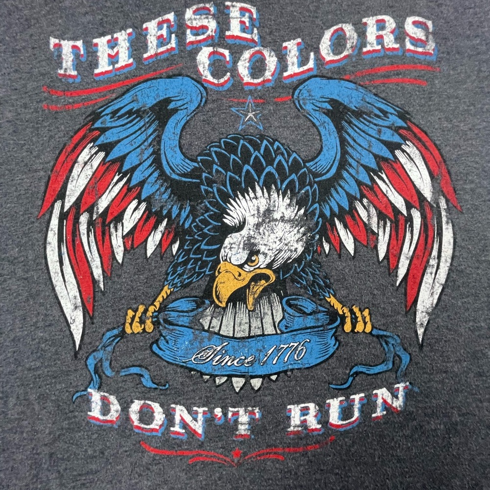 Patriotic Eagle Graphic Tee - "These Colors Don't Run" Large
